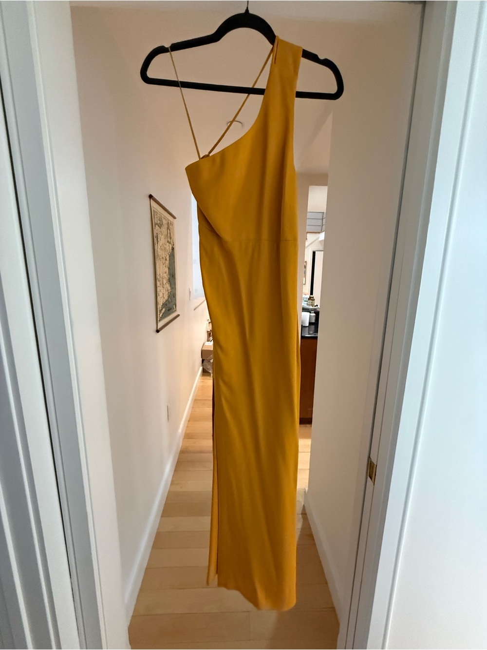 One-Shoulder Clementine Orange Evening Dress with Slit